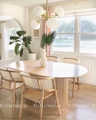 Hình ảnh cho bài viết BỘ BÀN ĂN GỖ SỒI KẾT HỢP MÂY - SỰ LỰA CHỌN HOÀN HẢO CHO CĂN BẾP HIỆN ĐẠI