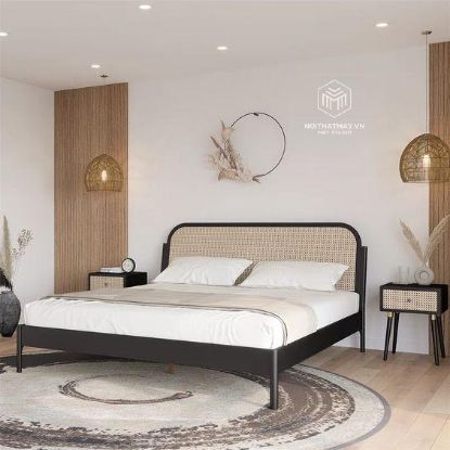 Hình ảnh của Giường Gỗ Sồi Mây Nhựa Nhập Khẩu GM - 015